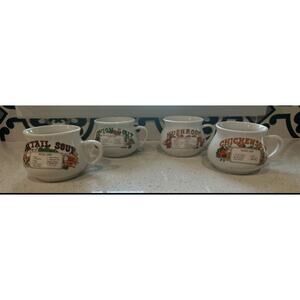 Vintage Recipe Soup Mugs: 1980s Mushroom, Chicken, Onion and Oxtail Set